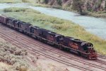 Four D&RGW SD40T-2s + GP30